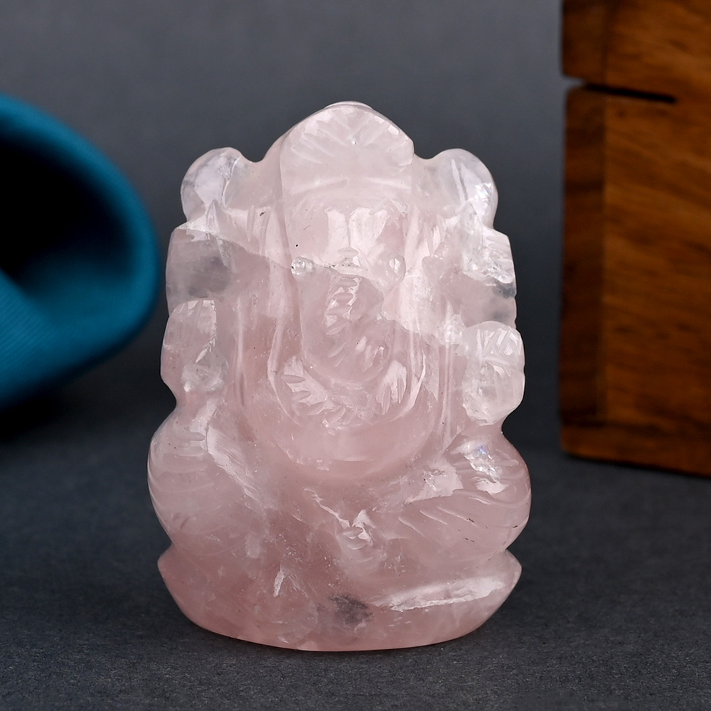 Rose Quartz Ganesha Idol - 40 gms