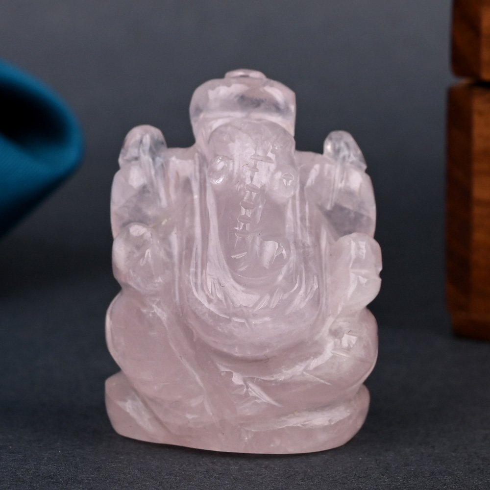 Rose Quartz Ganesha Idol - 49 gms