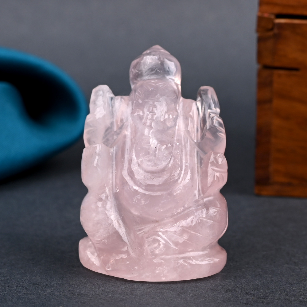 Rose Quartz Ganesha Idol - 57 gms