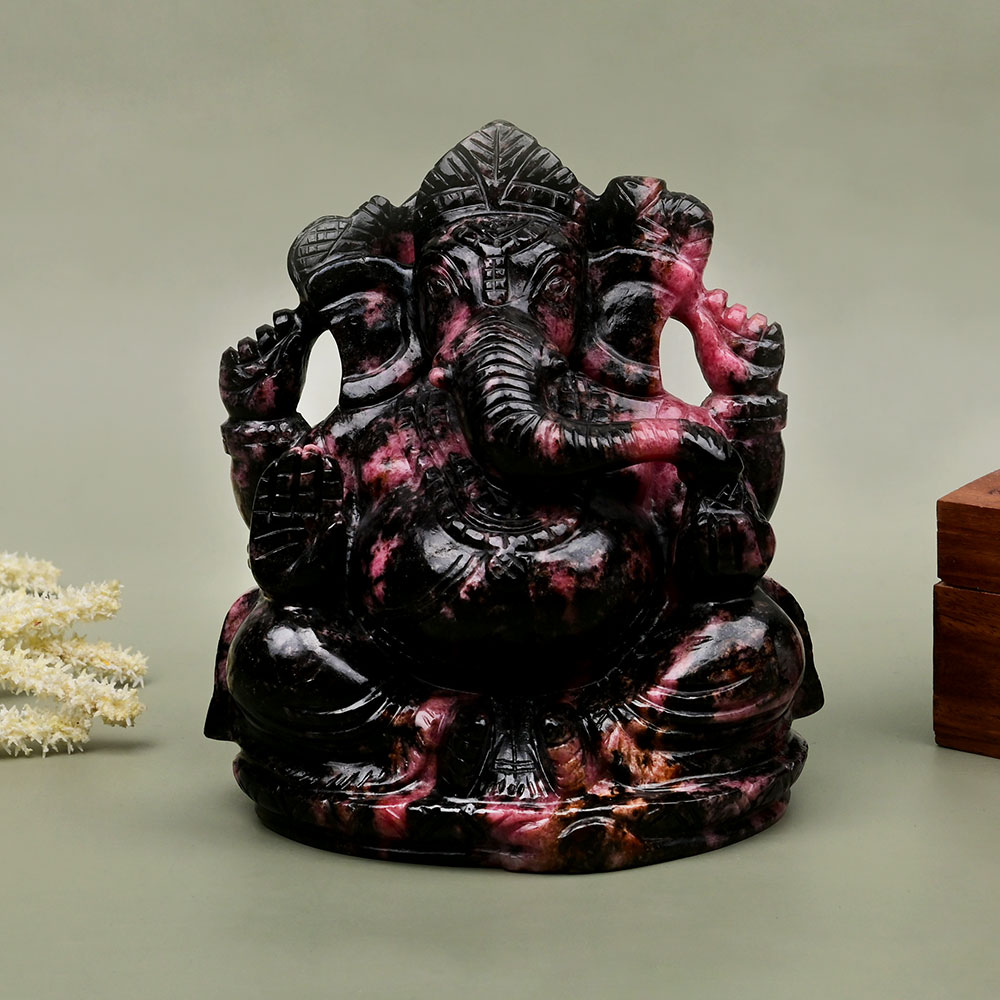 Rhodolite Ganesha Idol