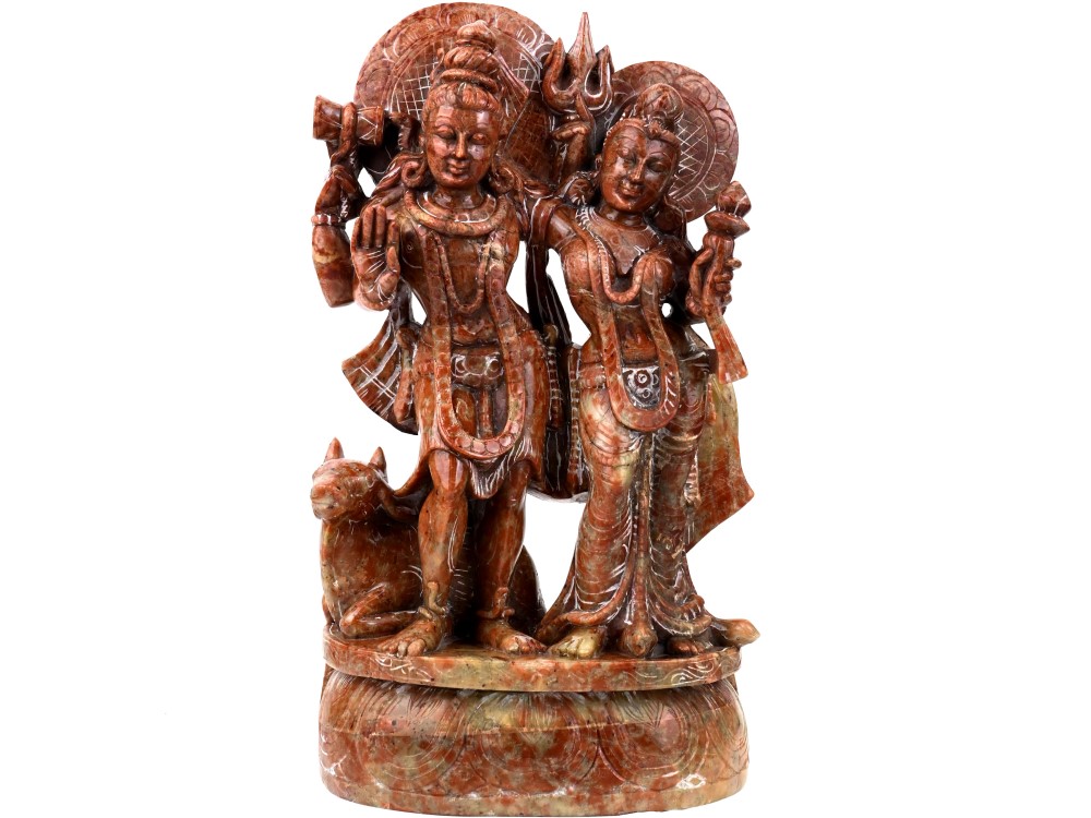 Shiva Parvati Red Aventurine Idol