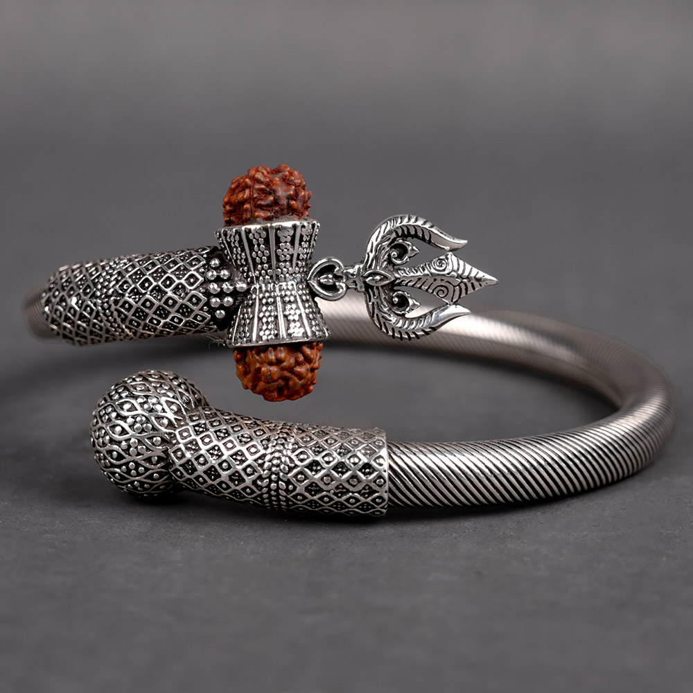 Rudraksha Trishul 925 Silver Kada