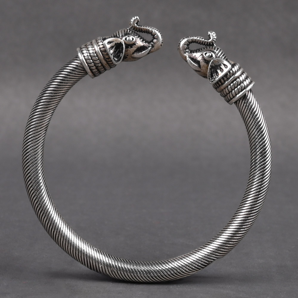 Elephant Swirl Pattern Silver Kada