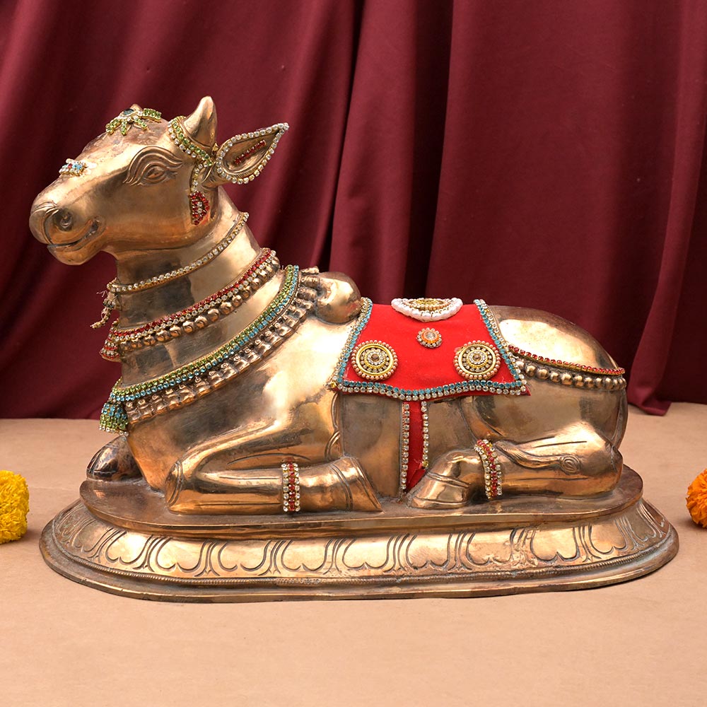 Decorated Nandi Shiva Vahan Bronze Idol
