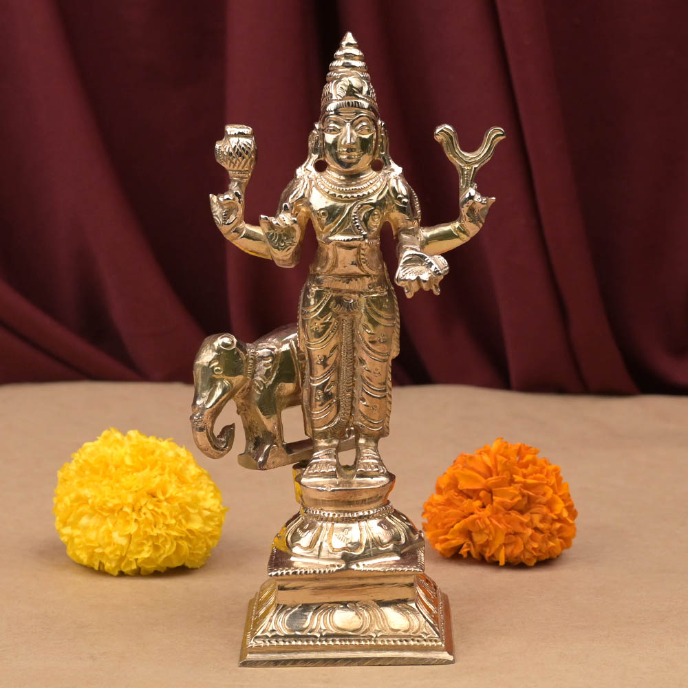 Brihaspati Guru Graha (Jupiter) & Vahan Bronze Idol