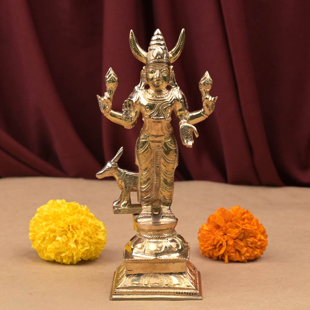 Chandra Graha (Moon) & Vahan Bronze Idol
