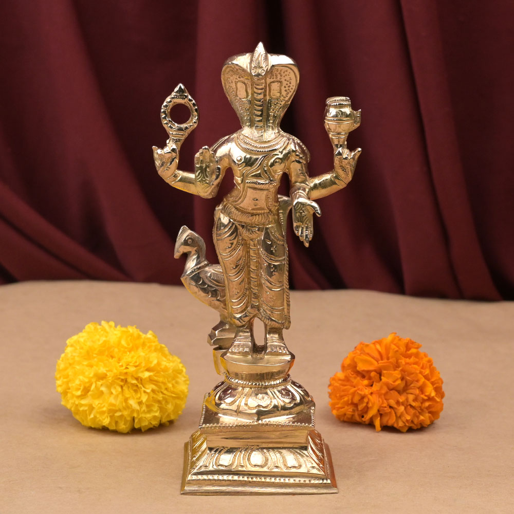 Rahu Graha & Vahan Bronze Idol