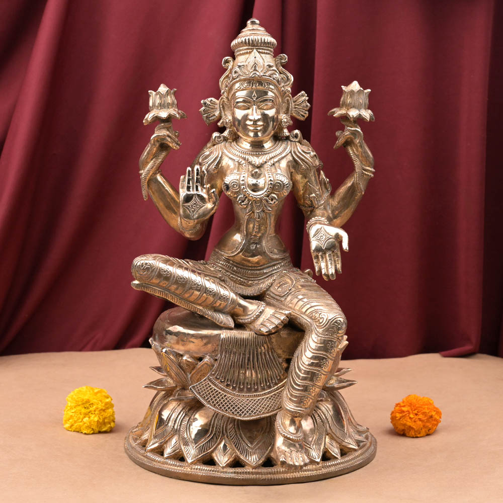 Majestic Mahalaxmi Bronze Idol