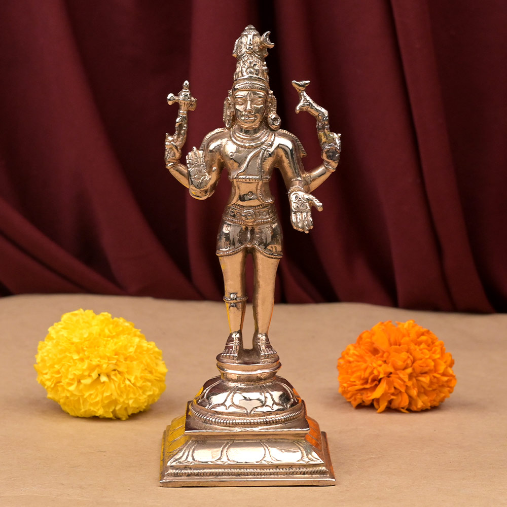 Standing Shiva With Deer & Axe Bronze Idol