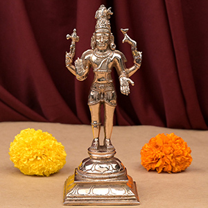 Standing Shiva With Deer & Axe Bronze Idol