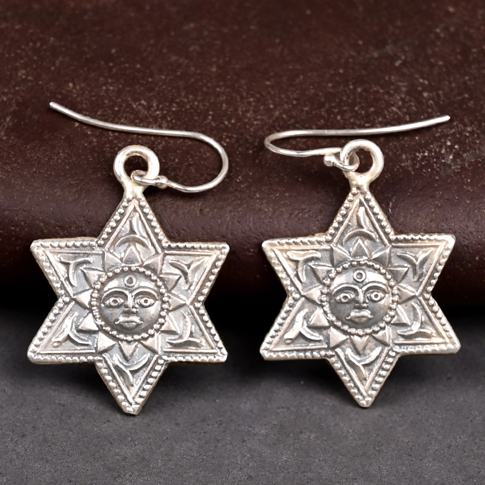Surya Oxidized Silver Earrings