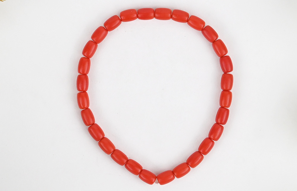 Red Coral Drum Shaped Beads Bracelet