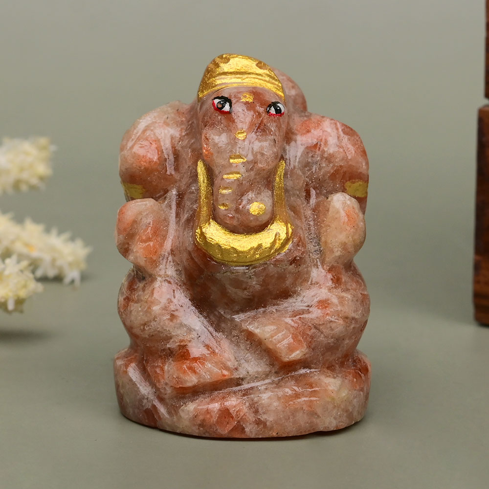 Natural Sunstone Ganesha - 69 gms