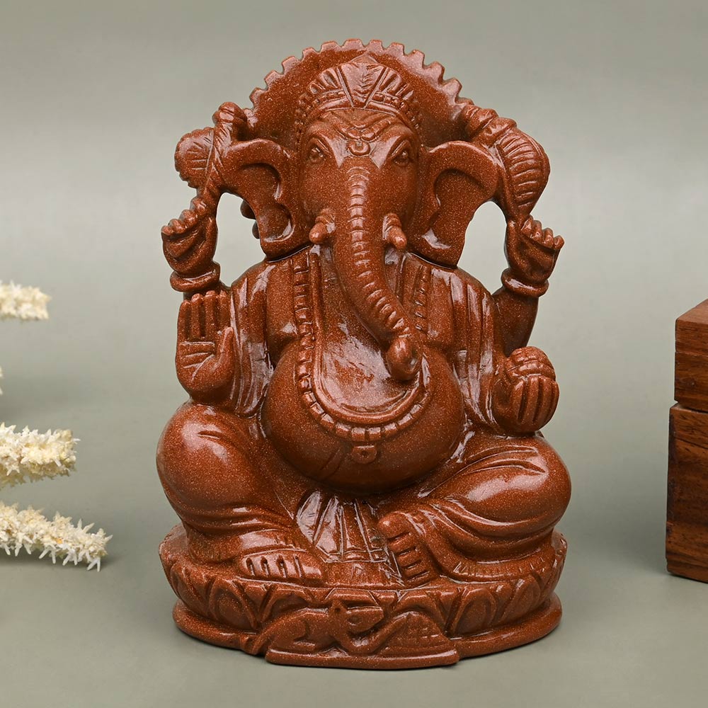 Sunstone Ganesha Idol - 529 gms