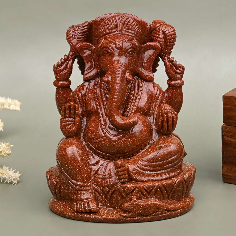 Sunstone Ganesha Idol - 560 gms