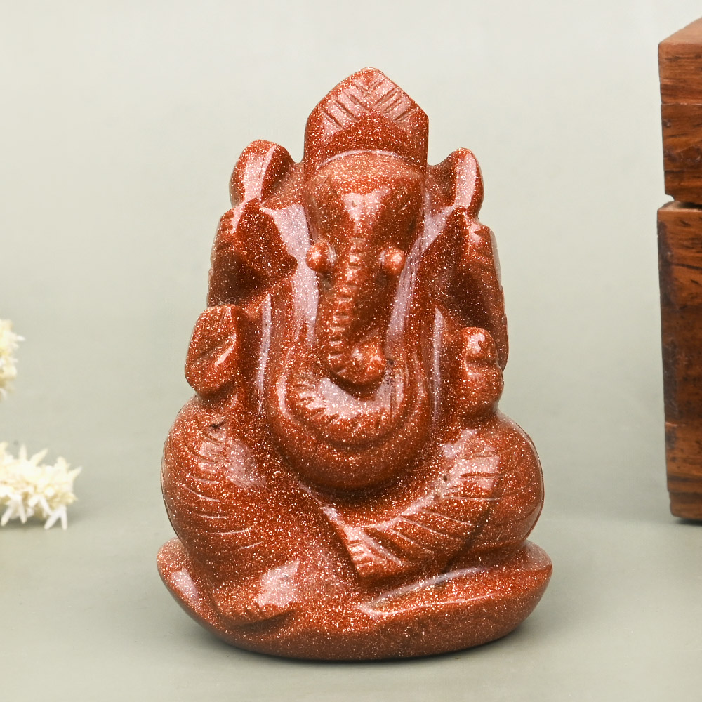 Sunstone Ganesha Idol - 76 gms