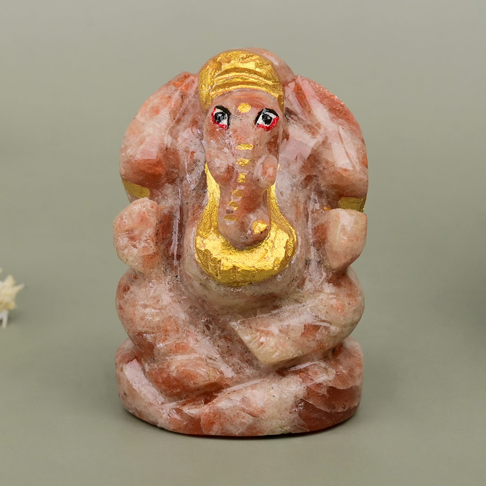 Natural Sunstone Ganesha Idol - 76 gms