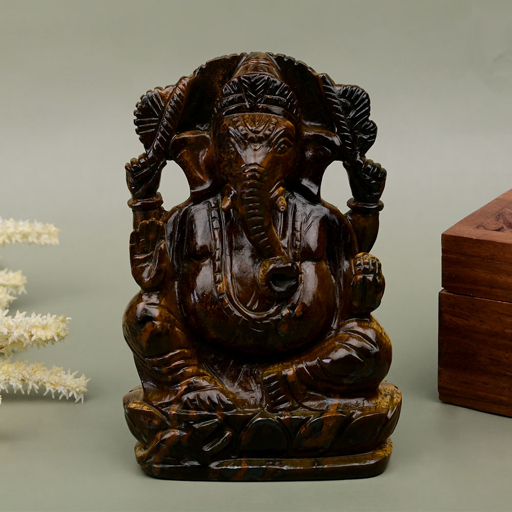 Tiger Eye Ganesh Idol - 380 gms