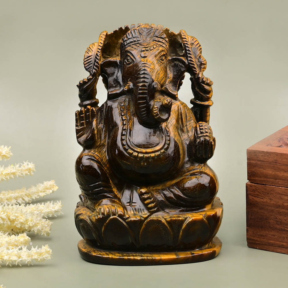 Tiger Eye Ganesh Idol - 552 gms