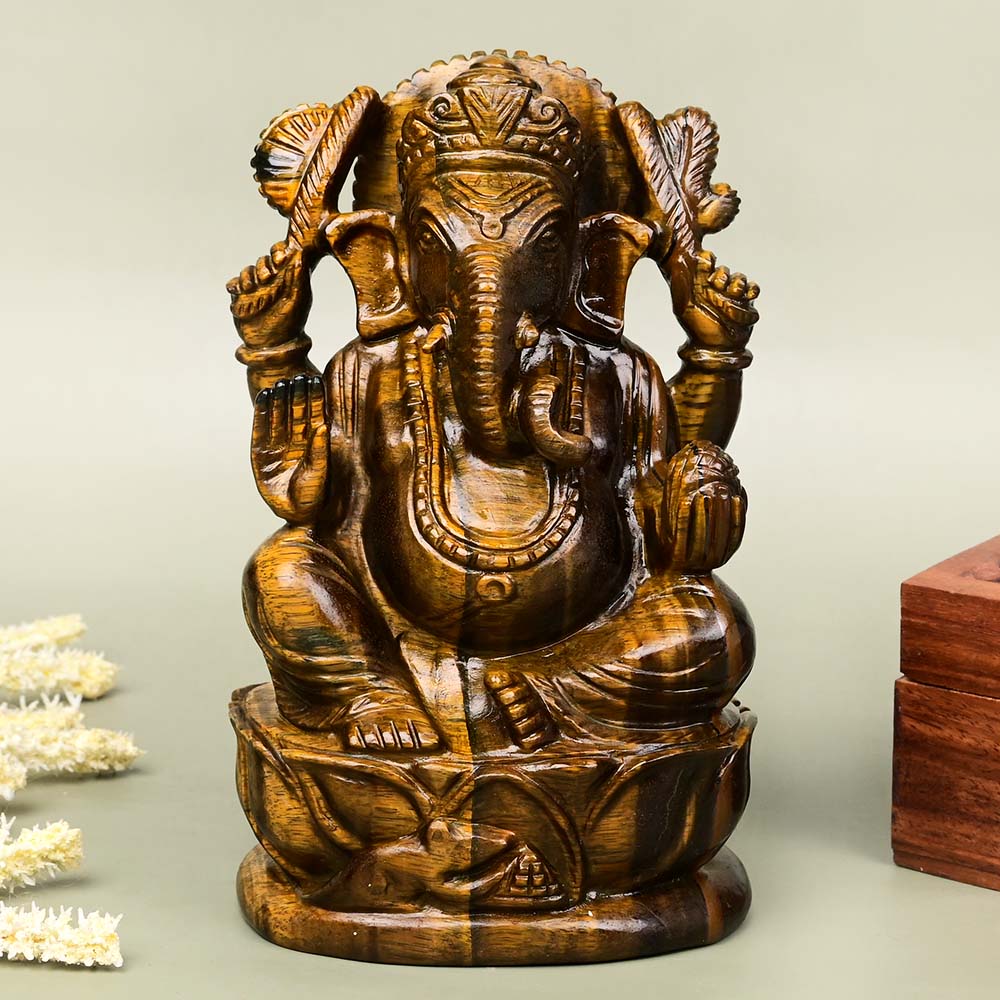 Tiger Eye Ganesh Idol - 808 gms