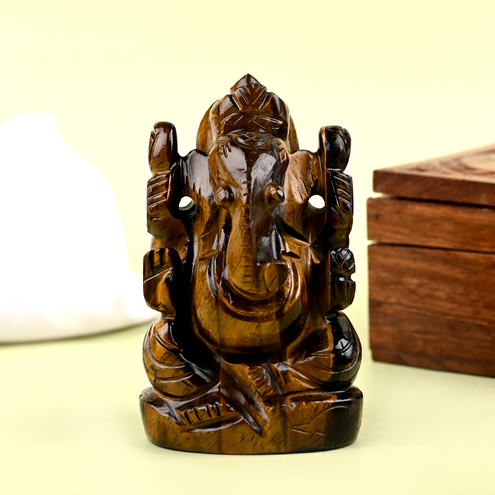 Tiger Eye Ganesh Idol - 258 gms