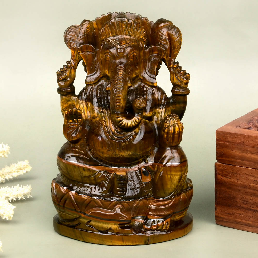 Tiger Eye Ganesh Idol - 582 gms