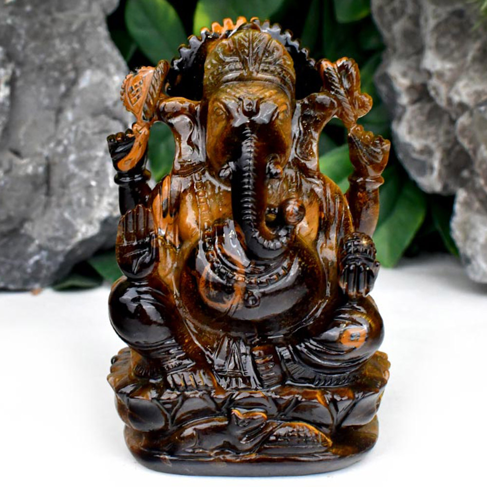 Tiger Eye Ganesha - 967 gms