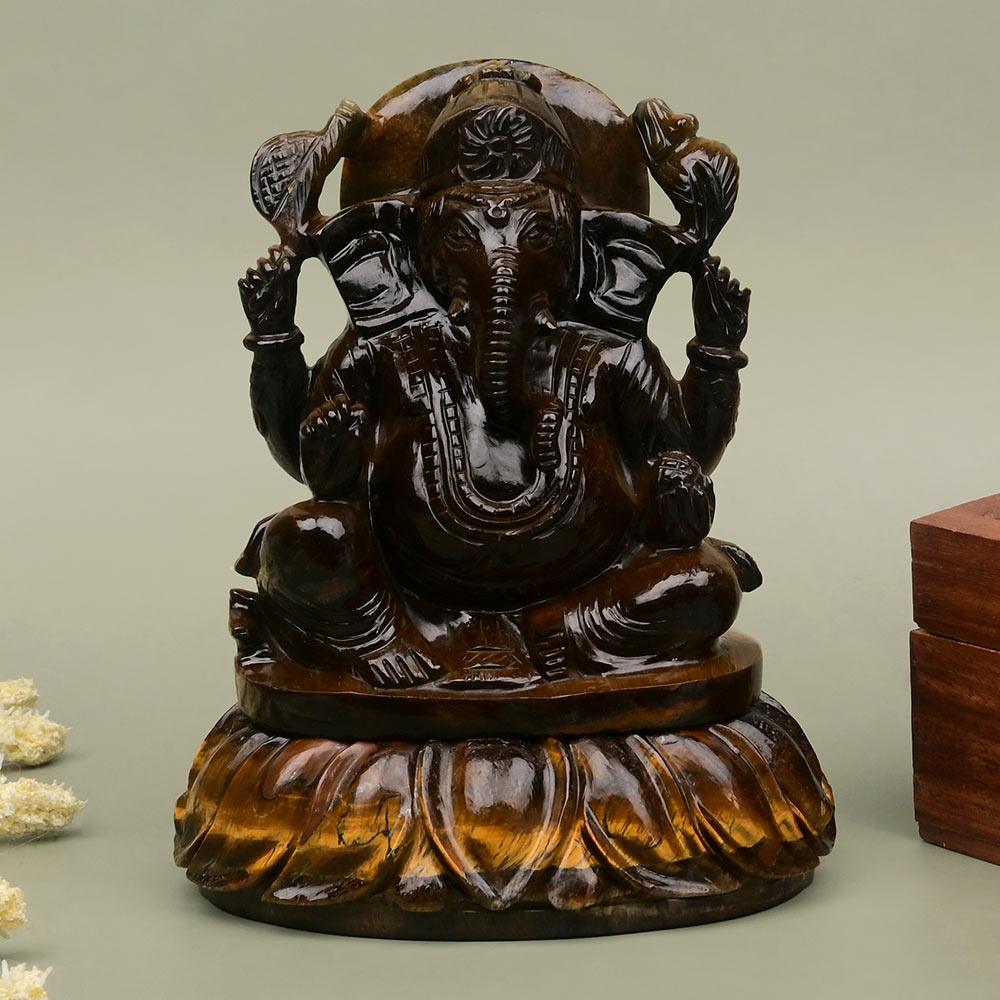 Tiger Eye Ganesh Idol - 847 gms