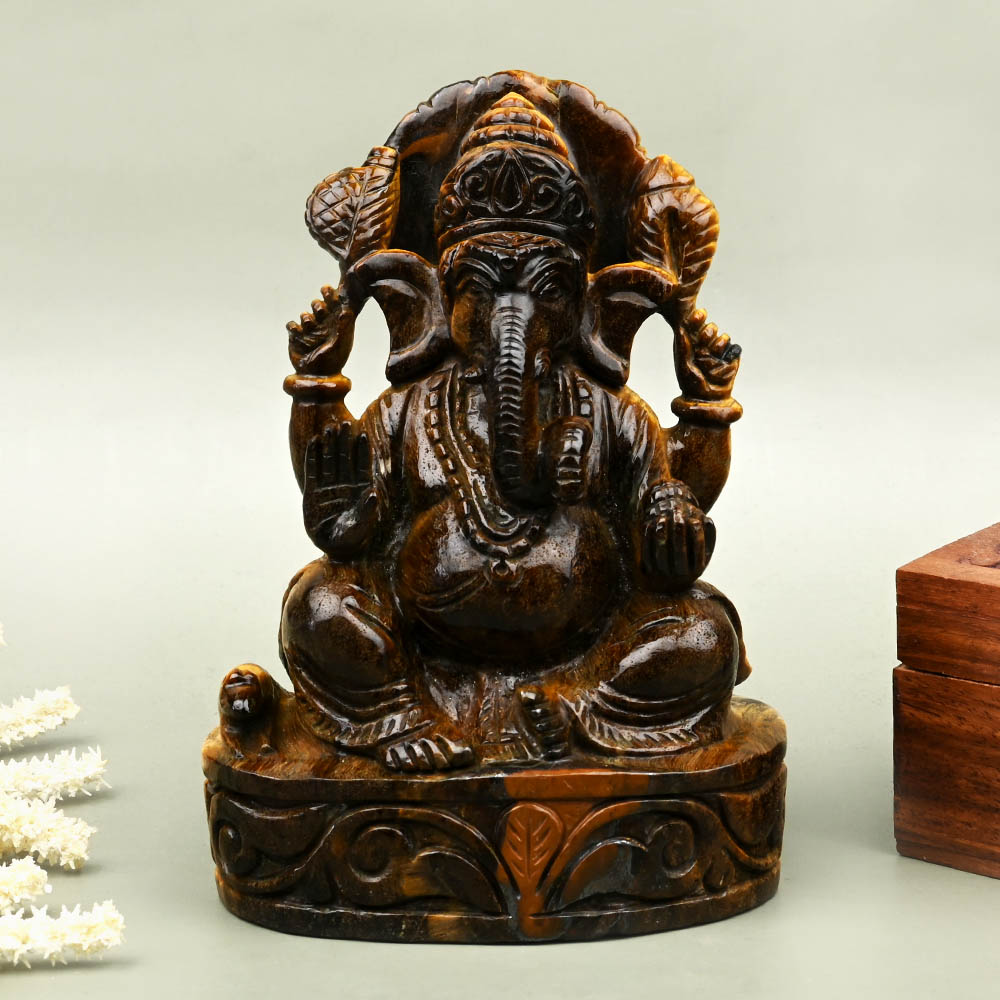 Tiger Eye Ganesh Idol - 1.035 kgs