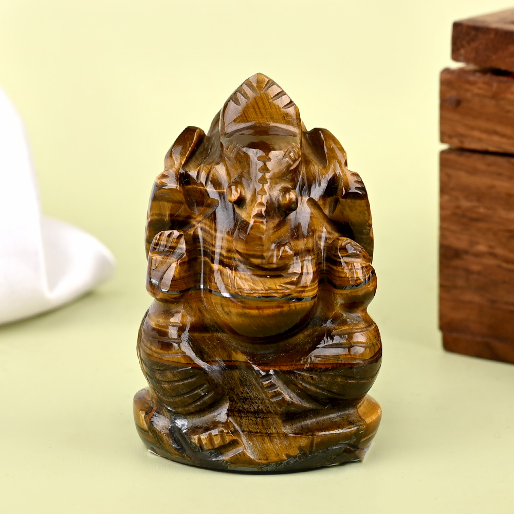 Tiger Eye Ganesh Idol - 89 gms