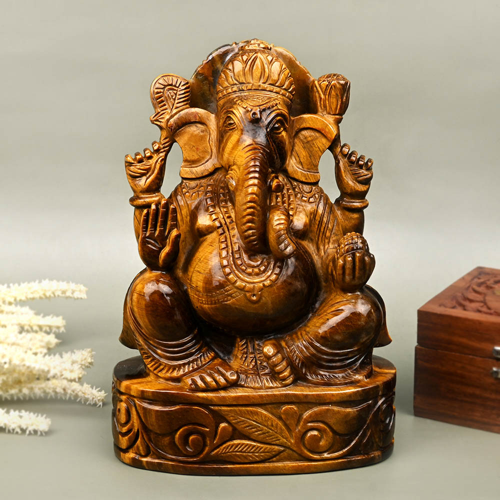 Tiger Eye Ganesh Idol - 1.739 kgs