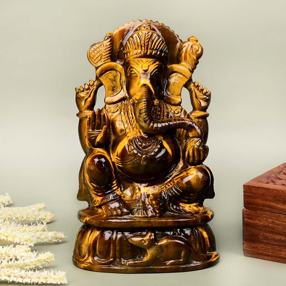 Tiger Eye Ganesh Idol - 1.170 kgs