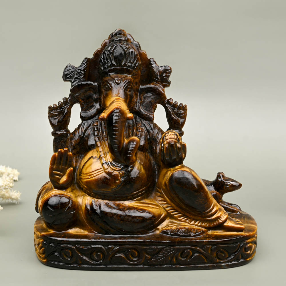Tiger Eye Ganesh Idol - 893 gms