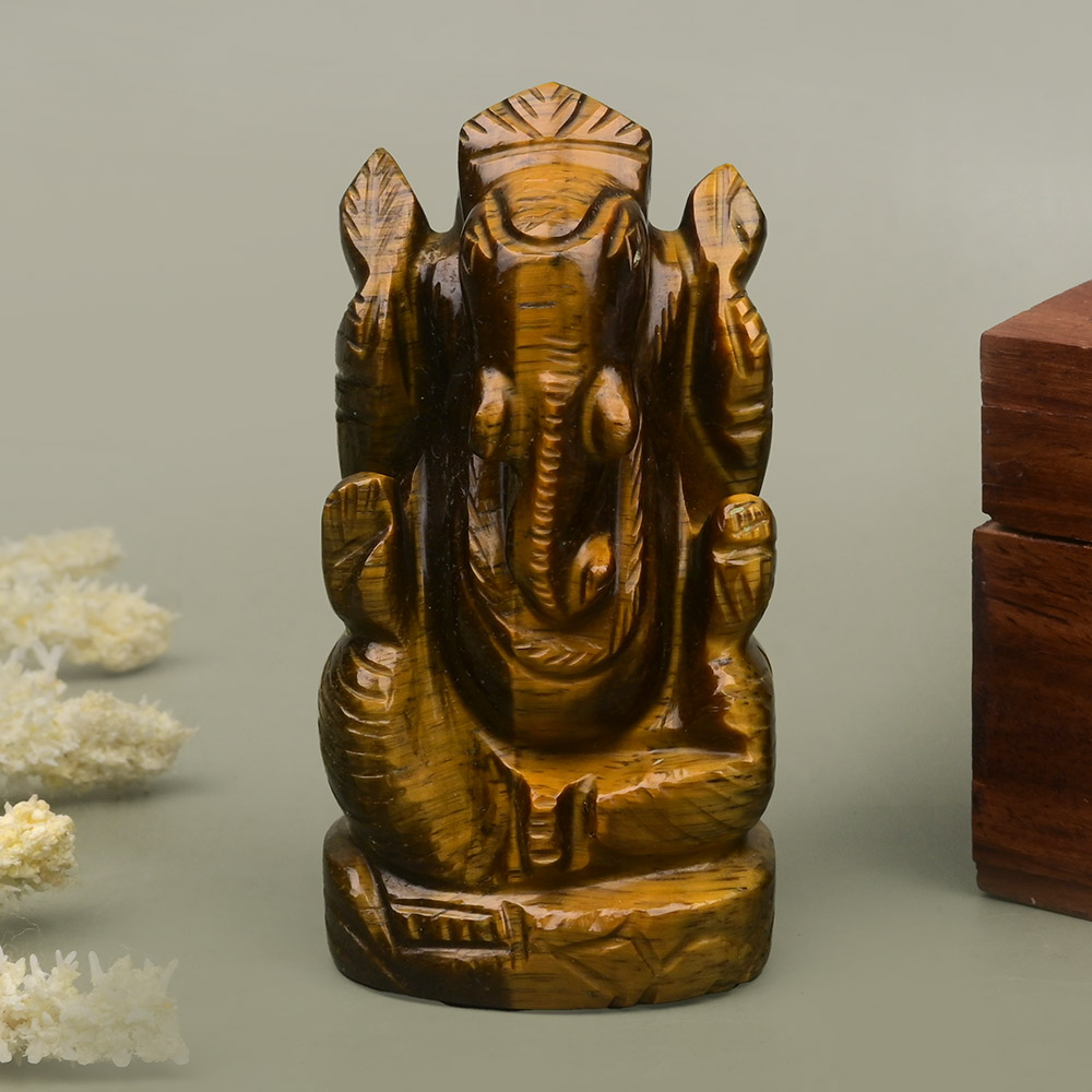 Tiger Eye Ganesh Idol - 145 gms