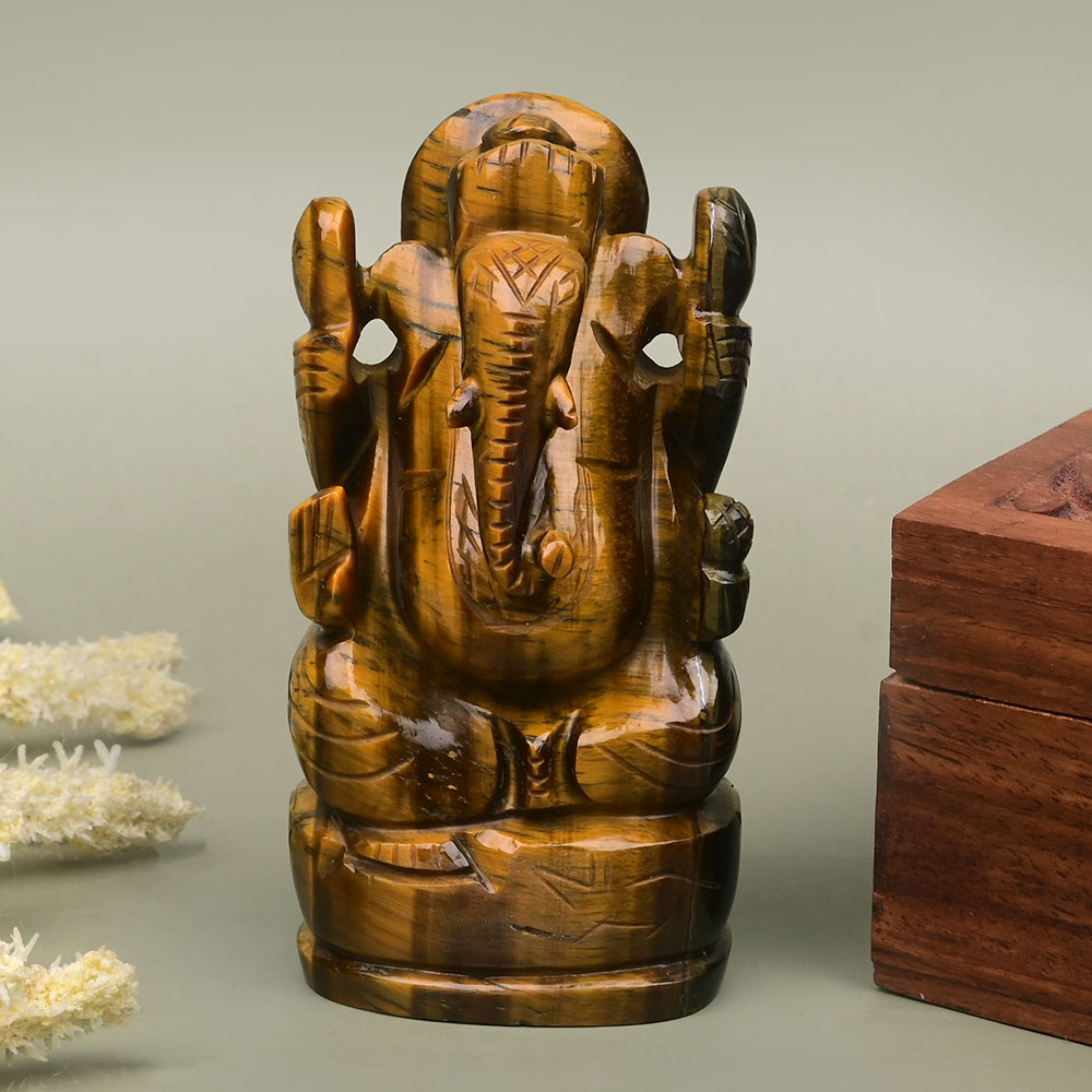 Tiger Eye Ganesh Idol - 229 gms