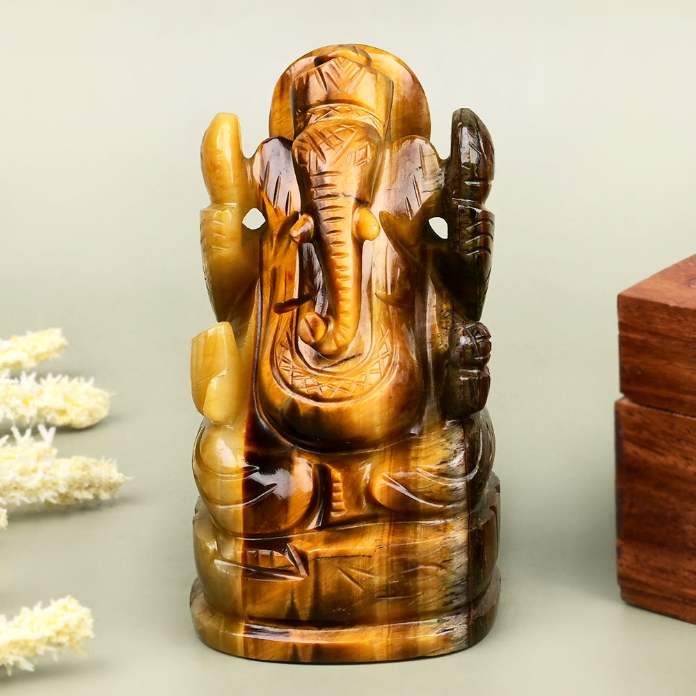 Tiger Eye Ganesh Idol - 296 gms