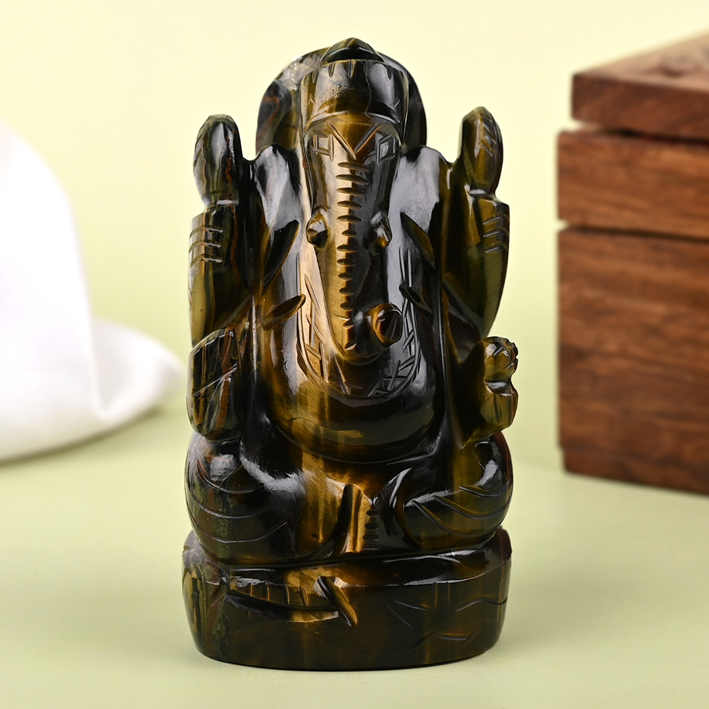 Tiger Eye Ganesh Idol - 138 gms