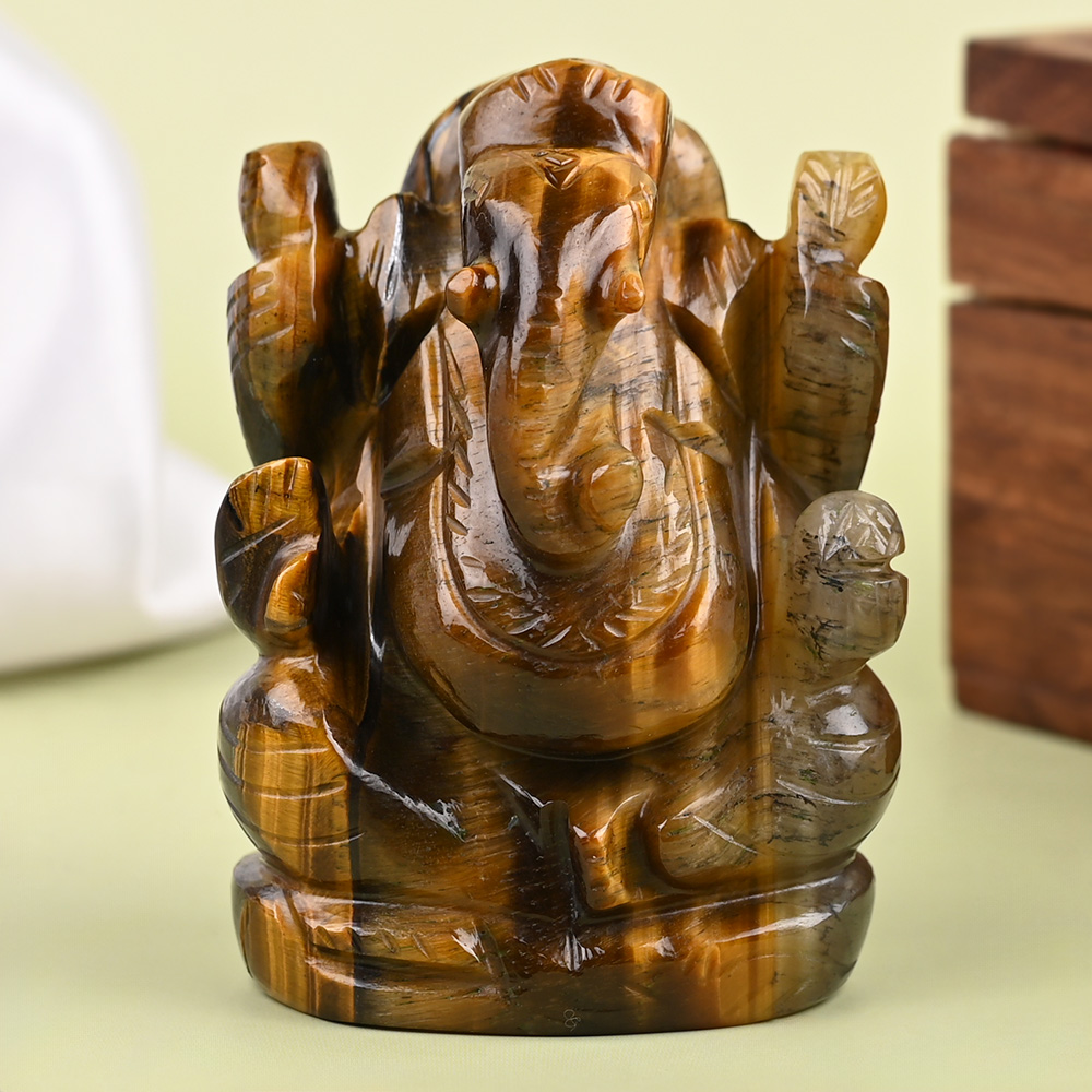 Tiger Eye Ganesh Idol - 140 gms
