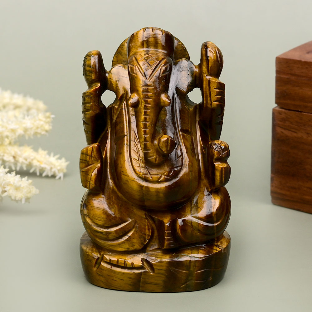 Tiger Eye Ganesh Idol - 183 gms