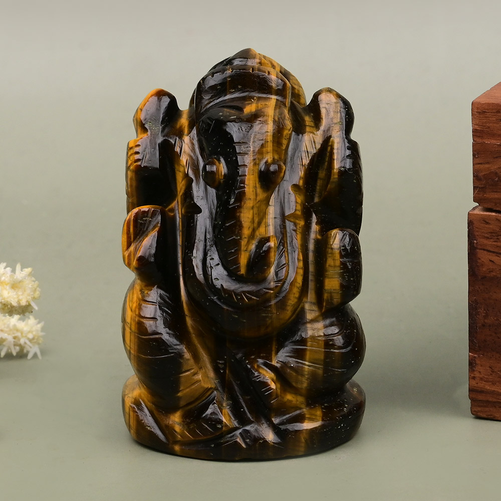 Tiger Eye Ganesh Idol - 118 gms