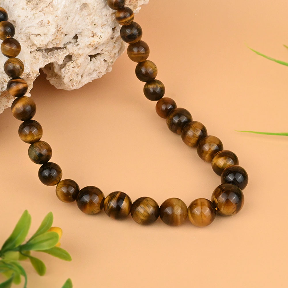 Tiger Eye Round Beads Necklace