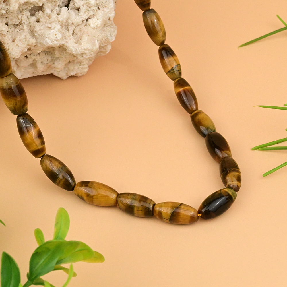 Tiger Eye Lingam Shape Mala Necklace