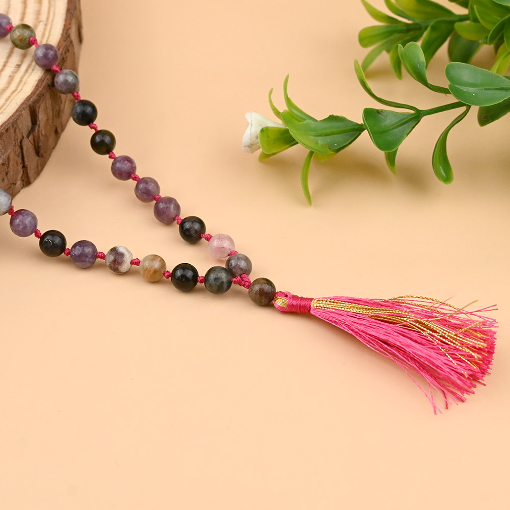 Multi Tourmaline Knotted Mala