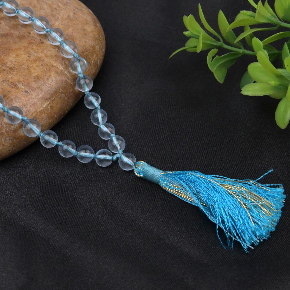 Natural Blue Topaz Knotted Mala
