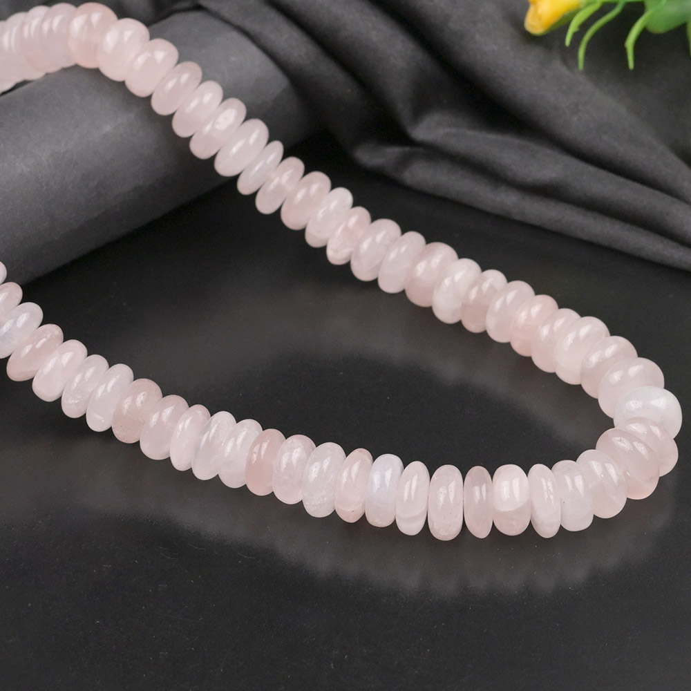 Rose Quartz Elliptical Beads Necklace