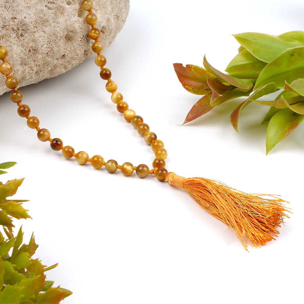 Brown Cat's Eye Knotted Mala