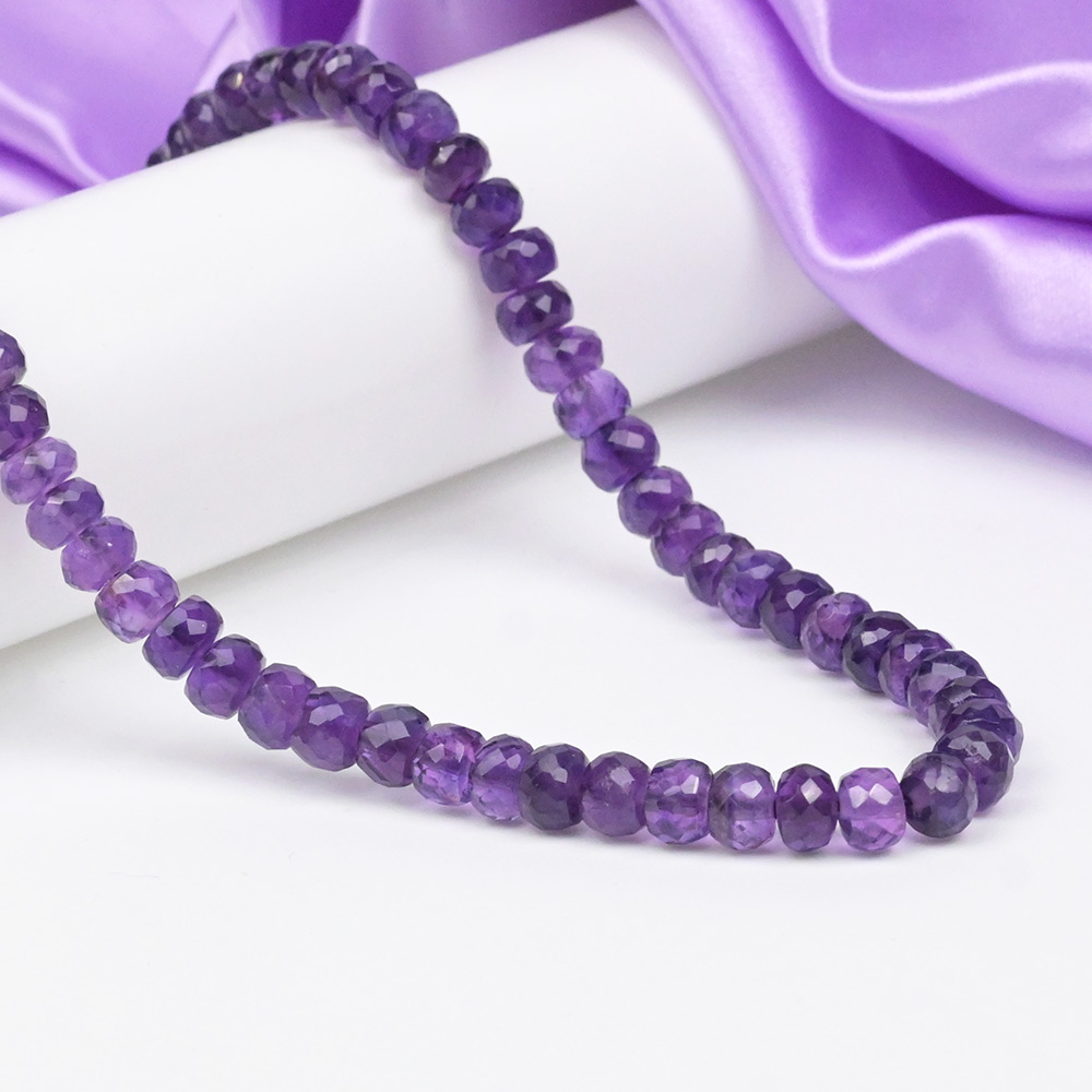 Amethyst Faceted Elliptical Beads Necklace