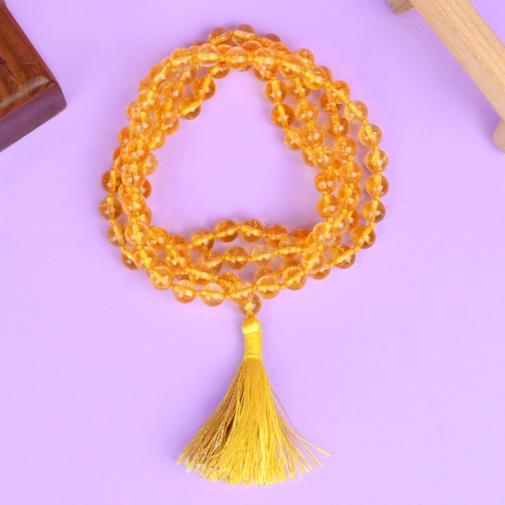 Natural Yellow Citrine Mala - 6 mm