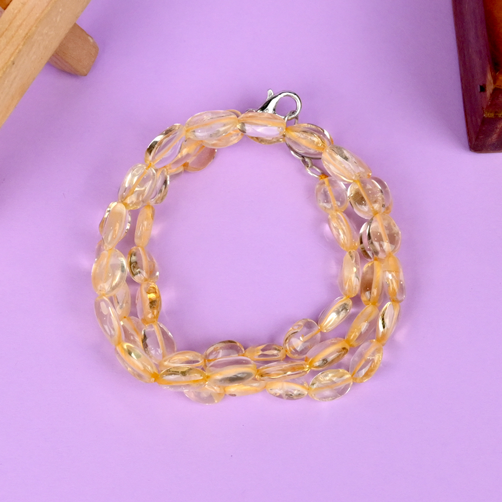 Yellow Citrine Oval Beads Mala - 8 mm
