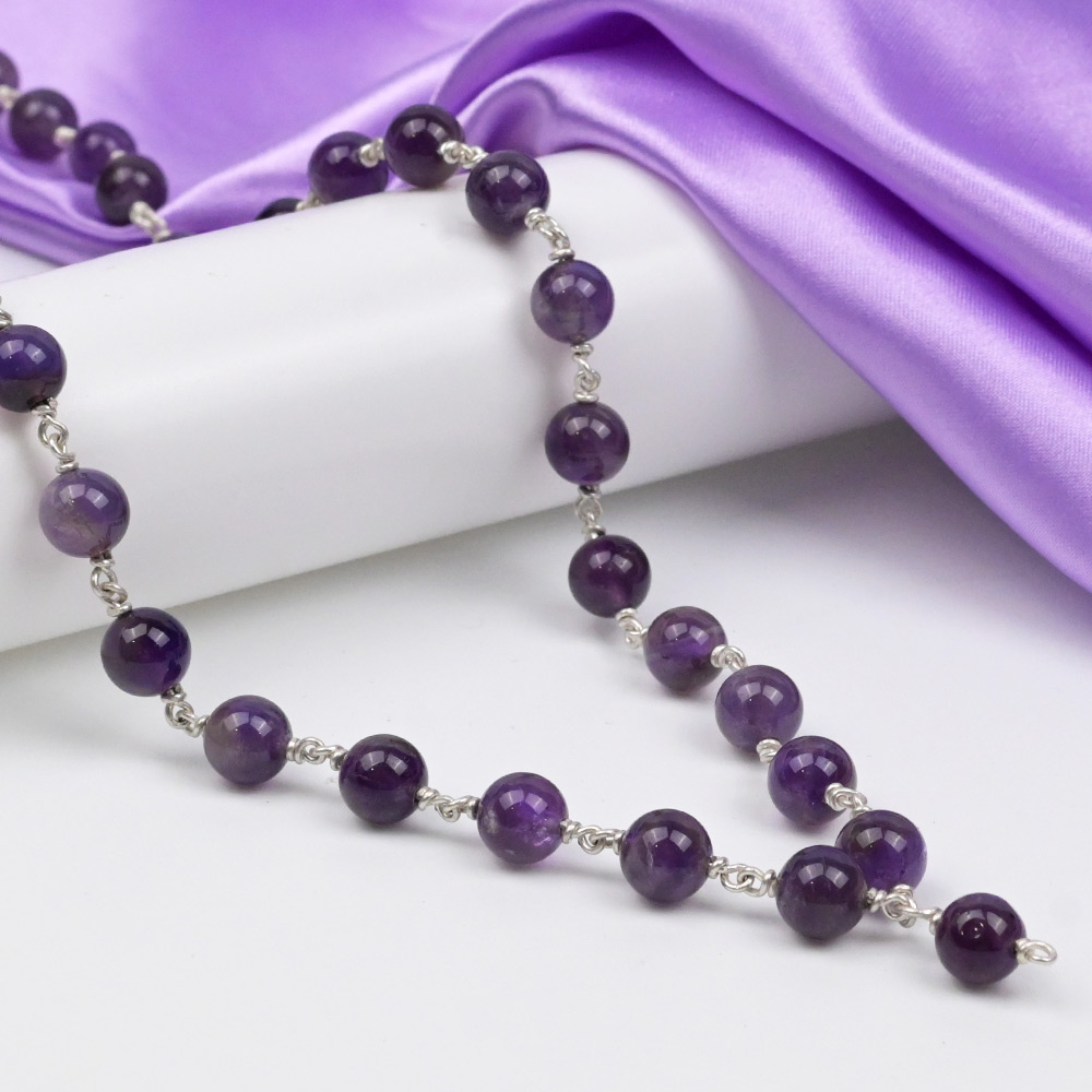 Amethyst 925 Silver Wire Mala